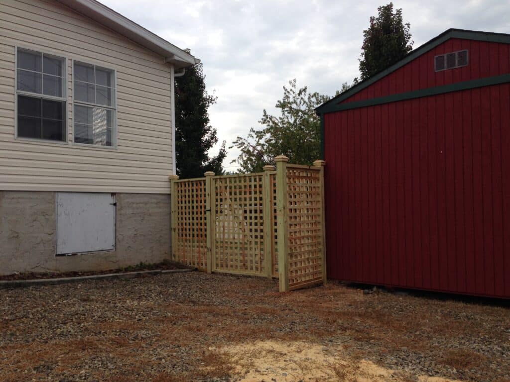 Lattice fence and gate with a simple arbor Lattice Fence and Gate IMG 0852 British Standard Fence